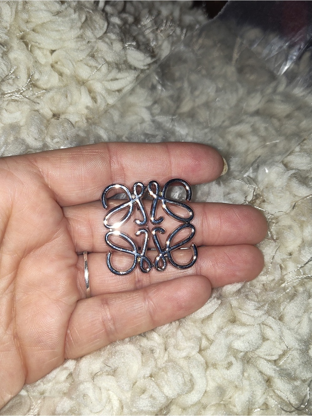 Loewe Silver-Tone Anagram Metal Brooch